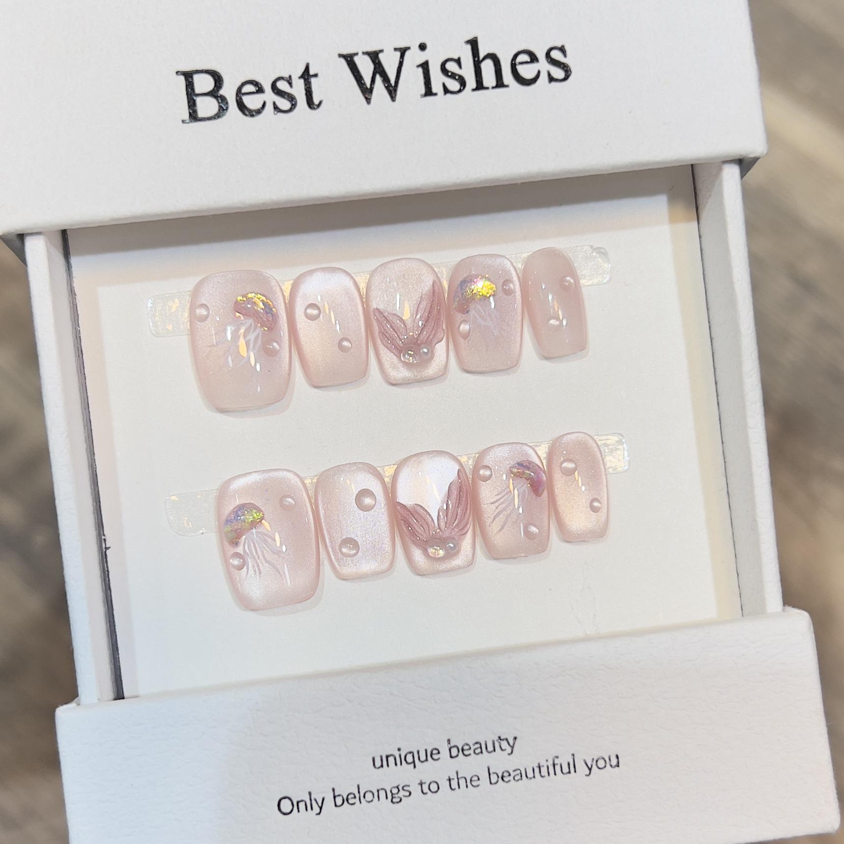 Dairison Fresh Style Wearable Nude Pink Cat Eye Jellyfish Mermaid Nail Art Removable Tips Small
Dairison Fresh Style Wearable Nude Pink Cat Eye Jellyfish Mermaid Nail Art Removable Tips Small