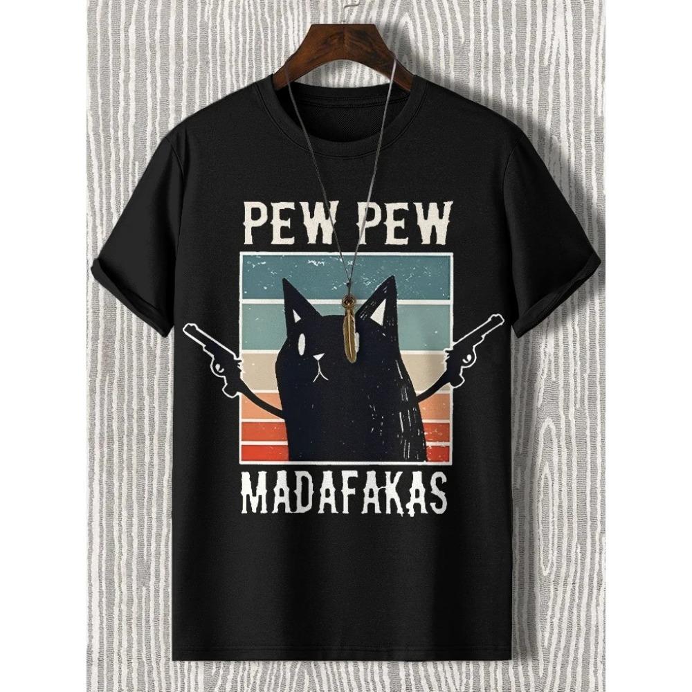 Men s Pew-Pew Funny Cat Print Casual T-Shirt Summer Short Sleeve Round Neck Streetwear Tops Simple Loose Harajuku Tees S
Men s Pew-Pew Funny Cat Print Casual T-Shirt Summer Short Sleeve Round Neck Streetwear Tops Simple Loose Harajuku Tees S