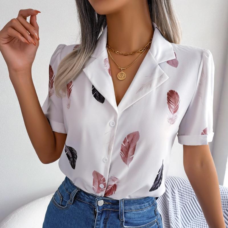 Elegant Feather Print Shirtds Women 2026 Summer Loose Short Sleeve Blouse Woman Fashion Notched Collar Casual Tops Blusas 27969 XL білий
Elegant Feather Print Shirtds Women 2026 Summer Loose Short Sleeve Blouse Woman Fashion Notched Collar Casual Tops Blusas 27969 XL білий
