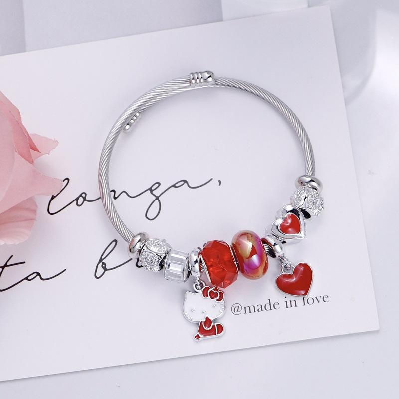Fashion Stainless Steel Beaded Bracelet With Cute Heart Pendant Cartoon Charm Jewelry For Women Korean Style красный
Fashion Stainless Steel Beaded Bracelet With Cute Heart Pendant Cartoon Charm Jewelry For Women Korean Style красный