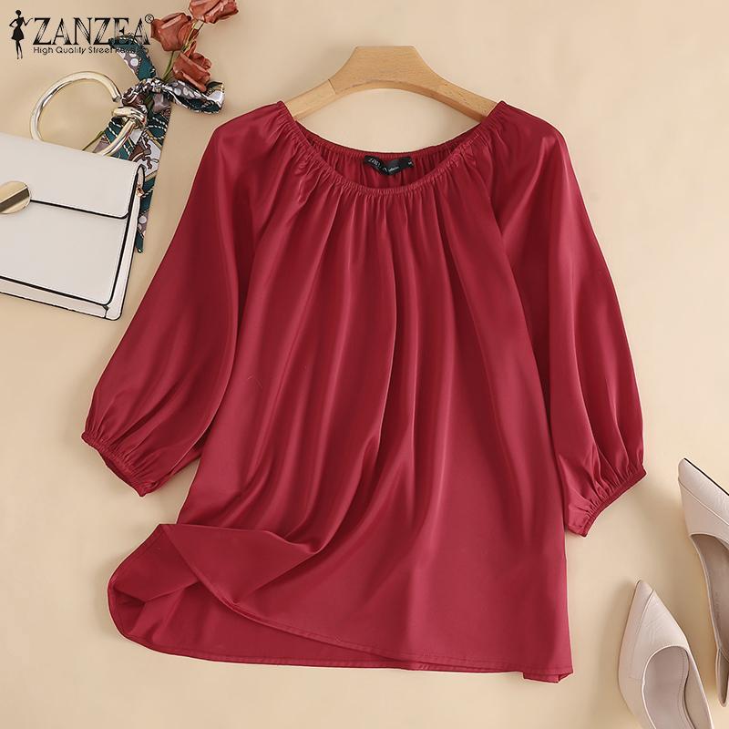 ZANZEA Летняя свободная повседневная женская блузка с круглым вырезом и рукавами 3/4 
ZANZEA Летняя свободная повседневная женская блузка с круглым вырезом и рукавами 3/4