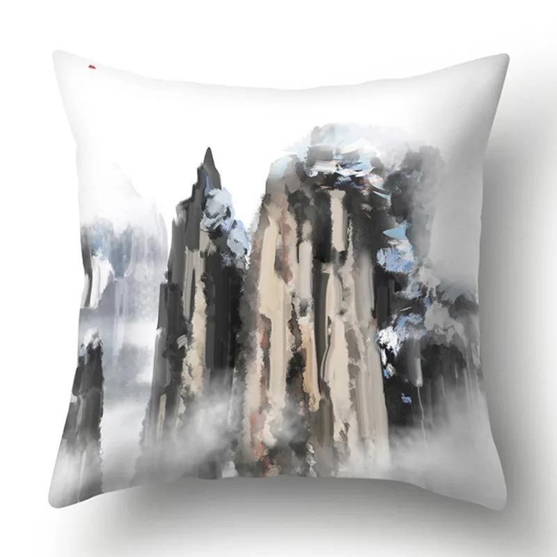 Чернила пейзажная живопись наволочка для спальни украшение дома офисное сиденье гостиная диван наволочка 45x45 см 40x40cm