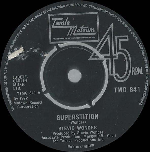 7inch Record STEVIE WONDER - Superstition TMG841 Tamla Motown 1973 UK Soul/Funk Used 
7inch Record STEVIE WONDER - Superstition TMG841 Tamla Motown 1973 UK Soul/Funk Used