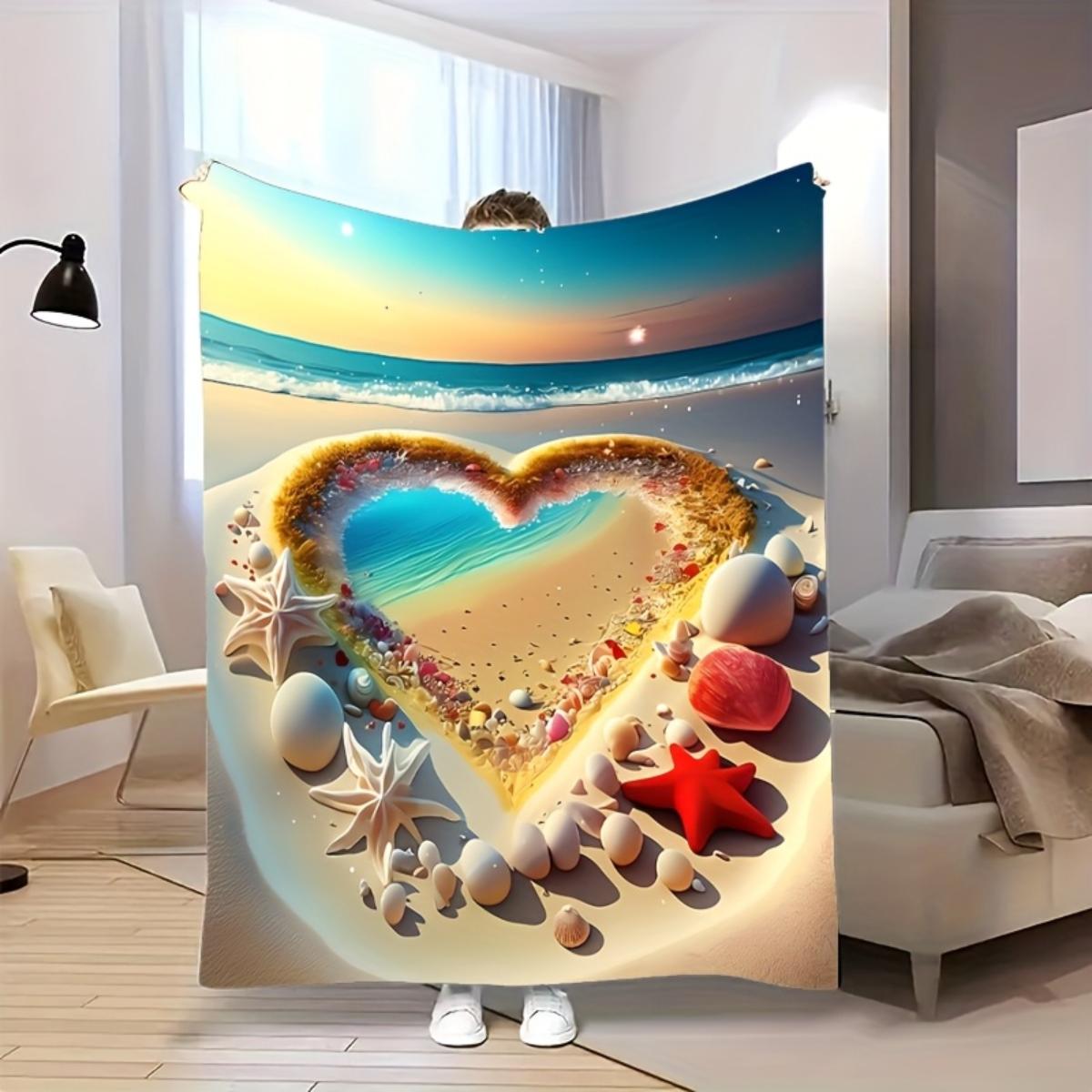 Heartshaped beach seashell pattern flannel blanket for couples soft and warm suitable for camping sofas beds and chairs 75x100cm
Heartshaped beach seashell pattern flannel blanket for couples soft and warm suitable for camping sofas beds and chairs 75x100cm