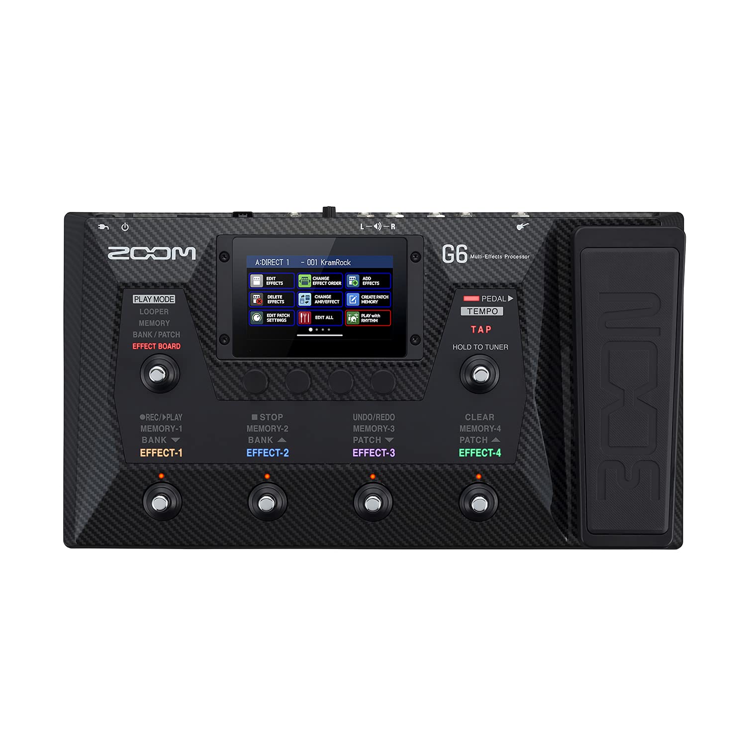 Гітара ZOOM Zoom G6 Black Оснащена кольоровим сенсорним екраном Мультиефектор 4,3 дюйма чорний
Гітара ZOOM Zoom G6 Black Оснащена кольоровим сенсорним екраном Мультиефектор 4,3 дюйма чорний