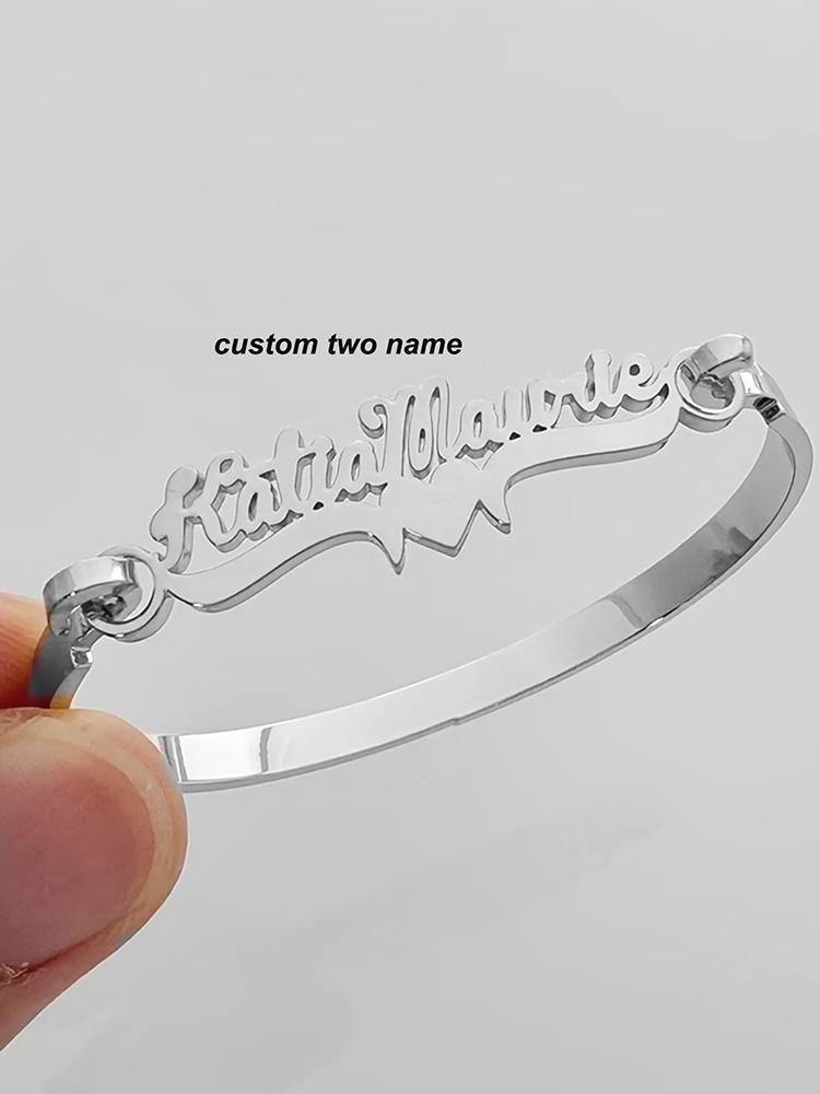 Custom Two Name Buckle Cuff Bangles Stainless Steel 18k-Gold-Plated Waterproof Bracelet Summer Punk Romantic Personalized Gift 58-60mm&Commonly
Custom Two Name Buckle Cuff Bangles Stainless Steel 18k-Gold-Plated Waterproof Bracelet Summer Punk Romantic Personalized Gift 58-60mm&Commonly