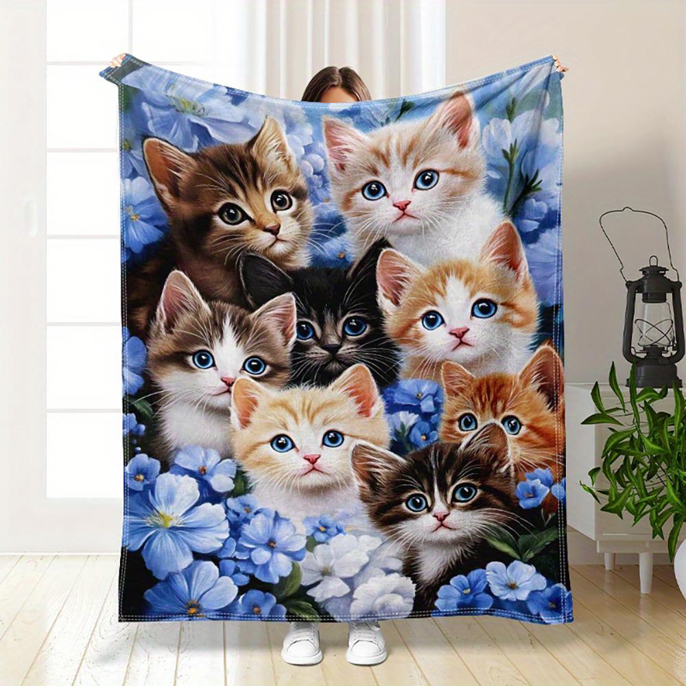 Kitten-Printed Blue Floral Blanket , Warm and comfortable throw blanket sofa bed sofa camping trip, the best gift. 75x90cm
Kitten-Printed Blue Floral Blanket , Warm and comfortable throw blanket sofa bed sofa camping trip, the best gift. 75x90cm