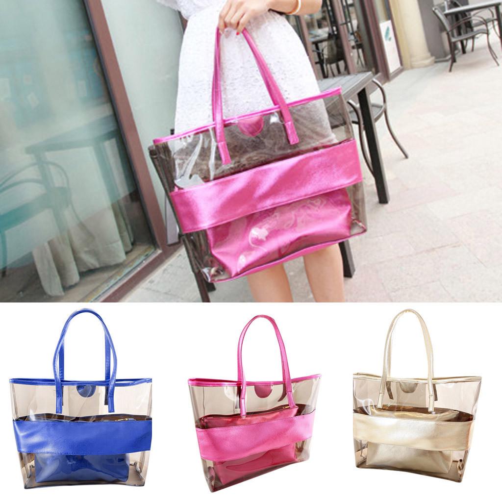 Модная женская прозрачная пляжная сумка с желе большой емкости, сумка через плечо