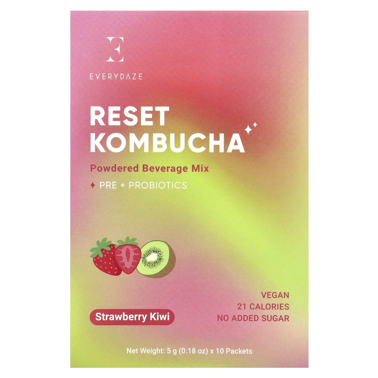 Reset Kombucha, Порошковый напиток, Клубника Киви, 10 пакетиков, 5 г (0.18 унц) Каждый
Reset Kombucha, Порошковый напиток, Клубника Киви, 10 пакетиков, 5 г (0.18 унц) Каждый