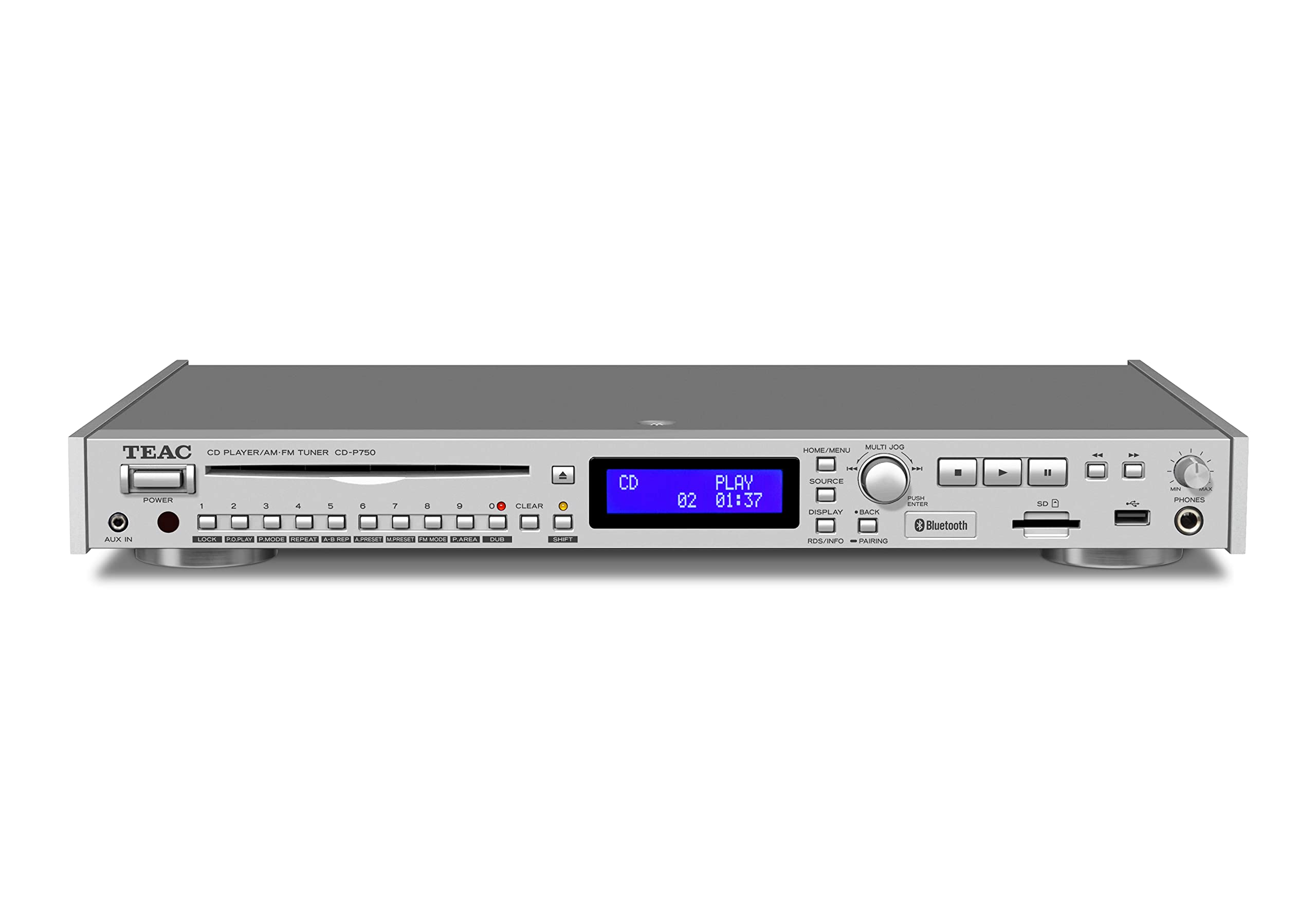 TEAC Silver CD Tuner Bluetooth SD Memory Playback Wide FM Compatible Optical Output Dubbing RCA Cable Included CD-P750-S Player/AM/FM Card/USB
TEAC Silver CD Tuner Bluetooth SD Memory Playback Wide FM Compatible Optical Output Dubbing RCA Cable Included CD-P750-S Player/AM/FM Card/USB