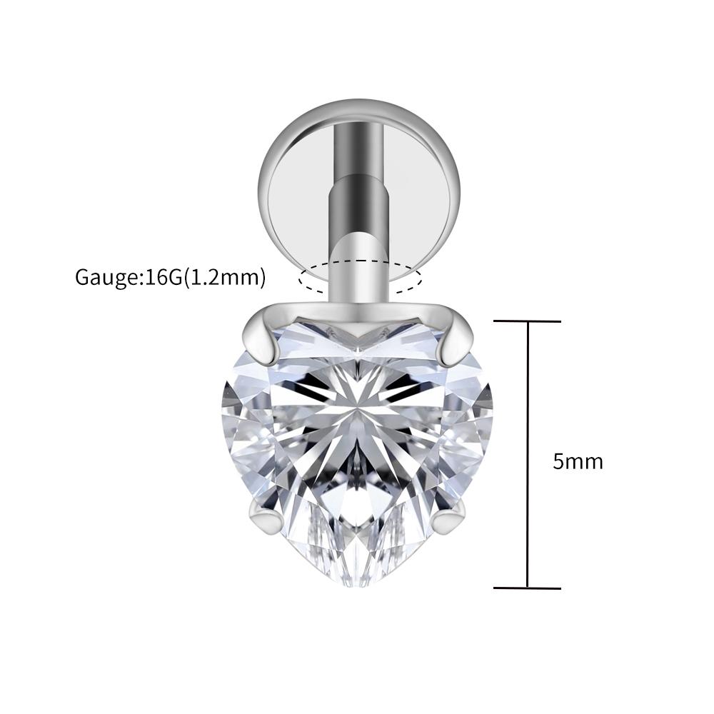 Right Grand ASTM F136 Titanium 16G Heart CZ Threaded Labret 3mm/4mm/5mm CZ Cartilage Tragus Helix Nose Stud Piercing Jewelry 16G 1.2x4mm
Right Grand ASTM F136 Titanium 16G Heart CZ Threaded Labret 3mm/4mm/5mm CZ Cartilage Tragus Helix Nose Stud Piercing Jewelry 16G 1.2x4mm