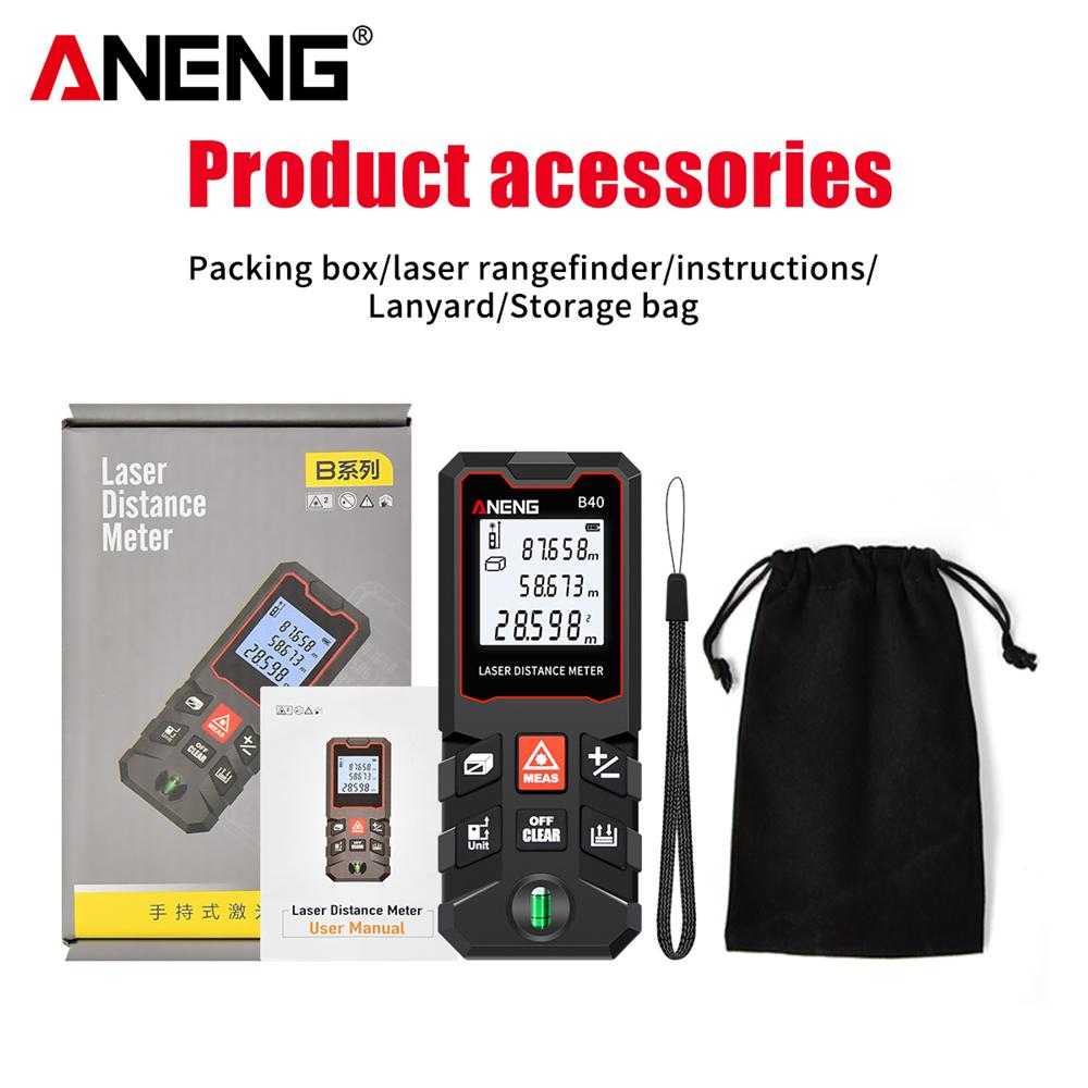 ANENG Laser Tape Measure 40M/70M/100M/120M Laser Rangefinder Electronic Ruler Useful Measurement Test Tool Laser Distance Meter B40
ANENG Laser Tape Measure 40M/70M/100M/120M Laser Rangefinder Electronic Ruler Useful Measurement Test Tool Laser Distance Meter B40