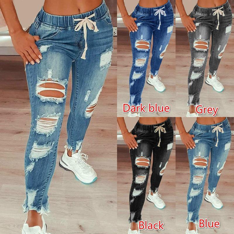 High Waist Ripped Elastic Waist Women s Skinny Jeans with Tie-Up Ankles M чёрный
High Waist Ripped Elastic Waist Women s Skinny Jeans with Tie-Up Ankles M чёрный
