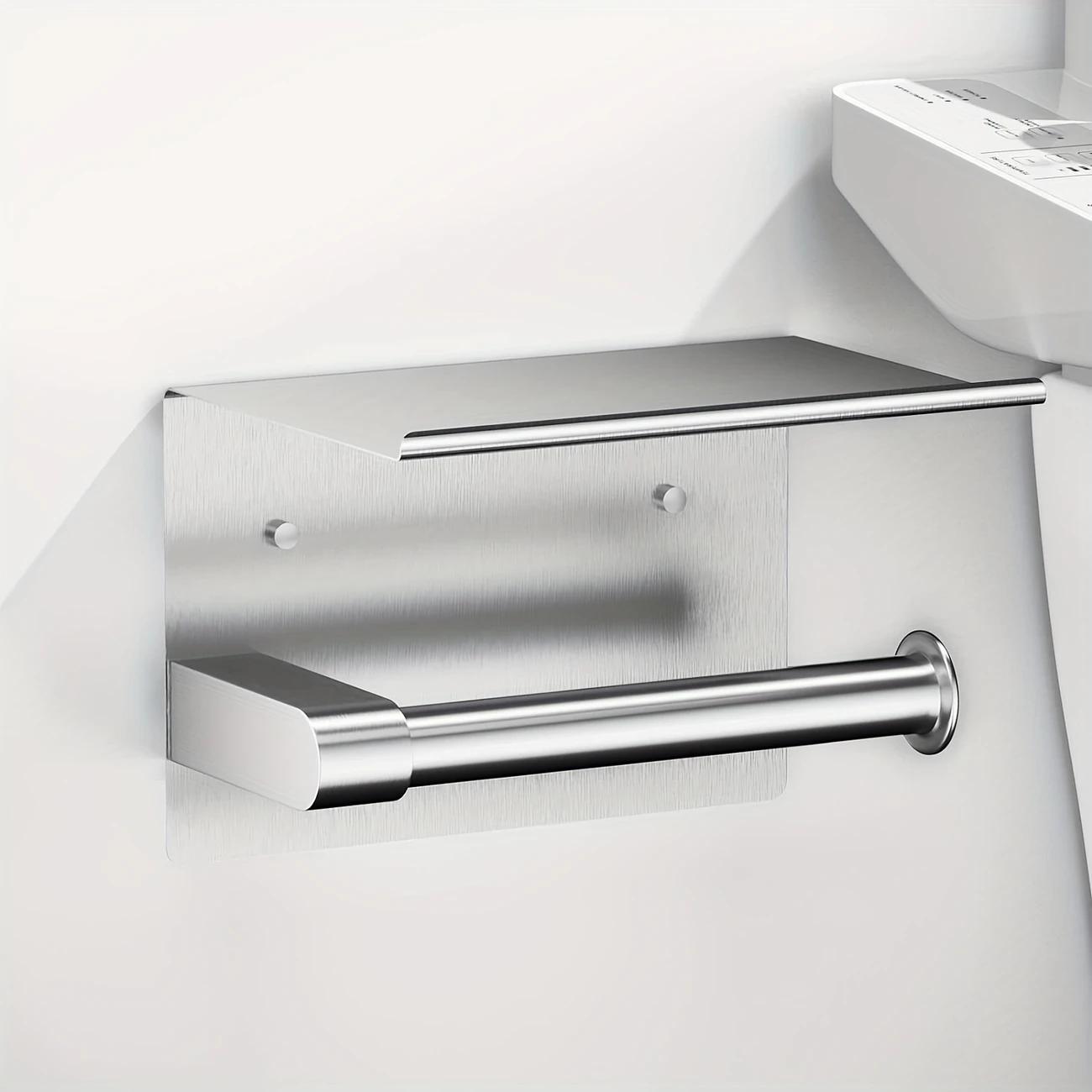 Stainless steel wall mounted toilet paper holder with shelf - a stylish bathroom accessory that saves space
Stainless steel wall mounted toilet paper holder with shelf - a stylish bathroom accessory that saves space