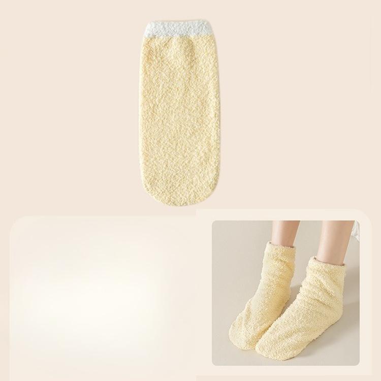 Женские осенне-зимние утолщенные теплые коралловые бархатные свободные носки для сна 1 pair жёлтый/белый
Женские осенне-зимние утолщенные теплые коралловые бархатные свободные носки для сна 1 pair жёлтый/белый