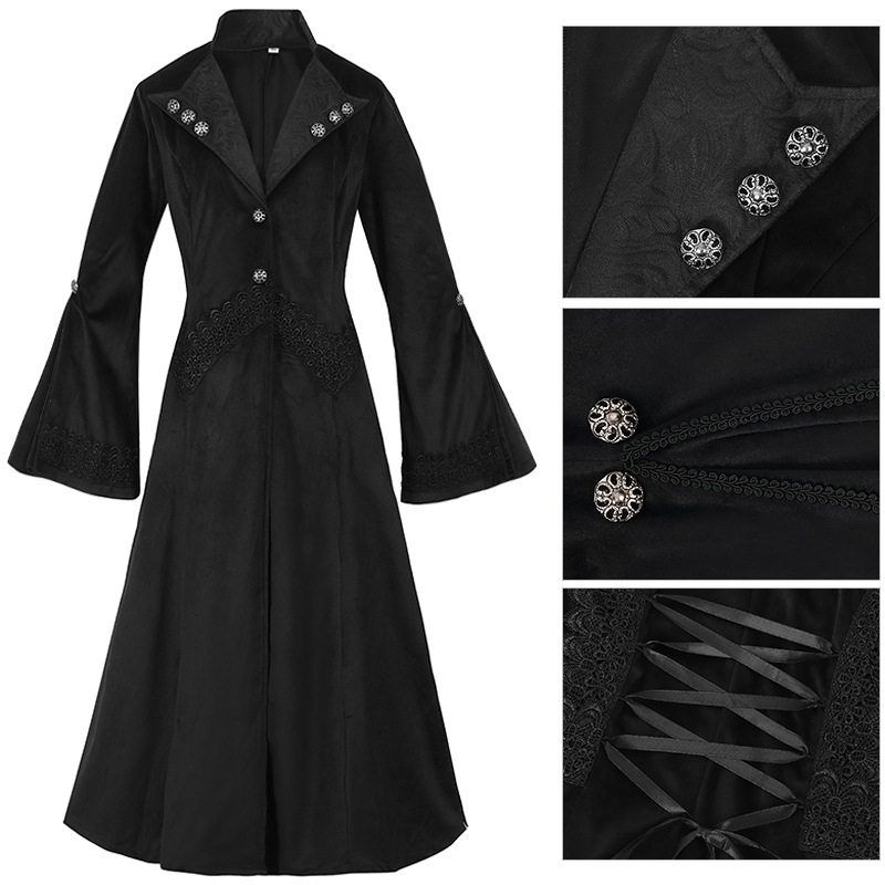 European and American Gothic Women s Mid-Length Coat, Autumn and Winter Fashion Slim-Fit Trench Coat, Dark Style Stand Collar Court Tailcoat Women s Gothic Coat M
European and American Gothic Women s Mid-Length Coat, Autumn and Winter Fashion Slim-Fit Trench Coat, Dark Style Stand Collar Court Tailcoat Women s Gothic Coat M
