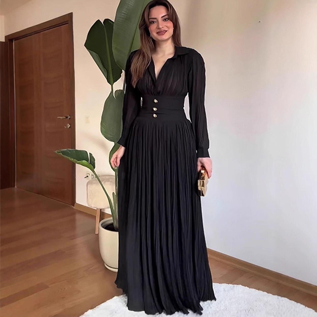 2025 Autumn European & American Designer Women s Waist-Cinching Long Solid Color Dress S чёрный
2025 Autumn European & American Designer Women s Waist-Cinching Long Solid Color Dress S чёрный