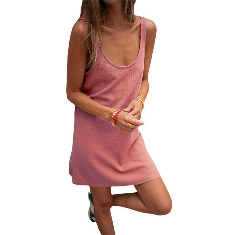 Summer New Style Sling Dress Casual Solid Color Waffle Sleeveless Loose Women s Dress 2023 Vest Skirt Vestidos Female Dress
Summer New Style Sling Dress Casual Solid Color Waffle Sleeveless Loose Women s Dress 2023 Vest Skirt Vestidos Female Dress