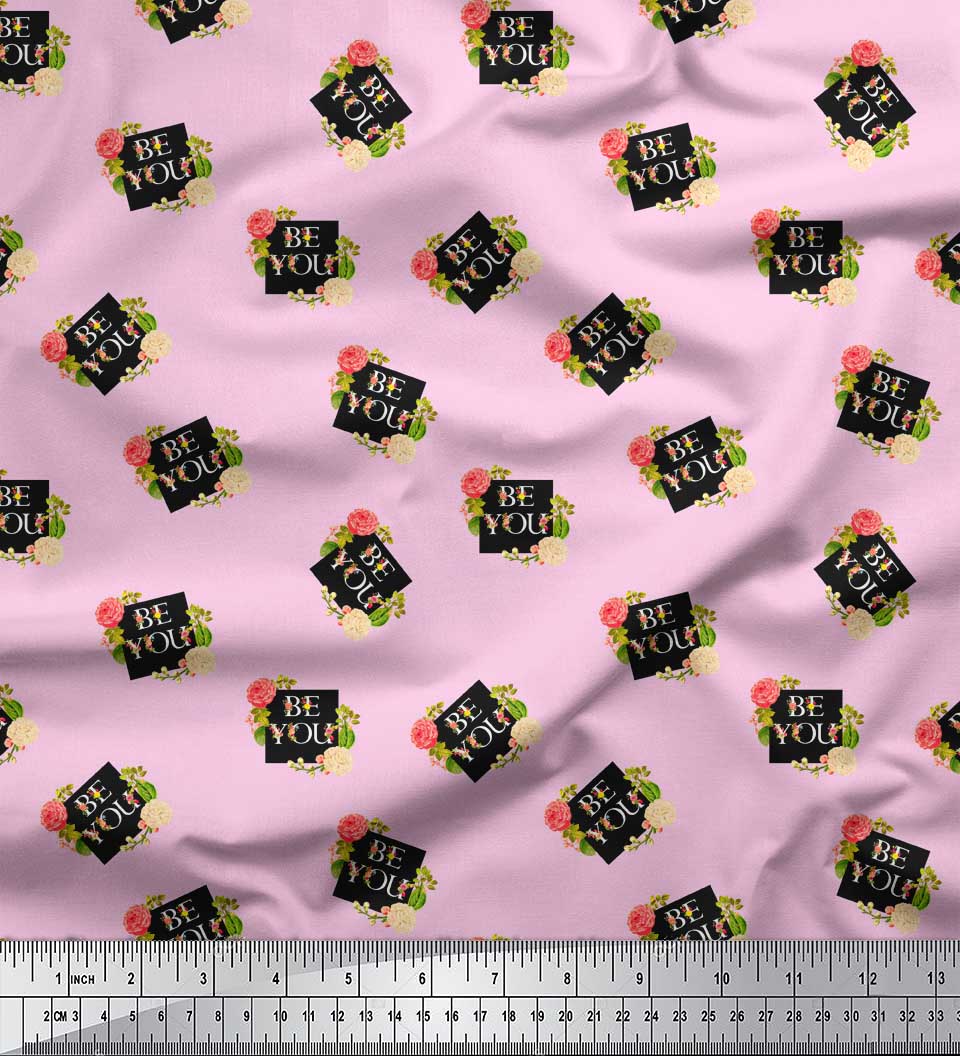 Soimoi Pink Japan Crepe Satin Fabric Begonia & Be You Text Print Fabric by metre 42 Inch 42 Inch Wide - Poly Crepe рожевий
Soimoi Pink Japan Crepe Satin Fabric Begonia & Be You Text Print Fabric by metre 42 Inch 42 Inch Wide - Poly Crepe рожевий