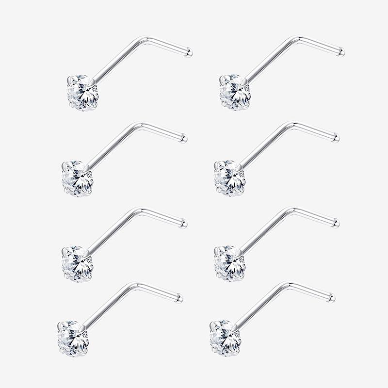 8pcs 1.5/2/2.5/3mm Cubic Zirconia Nose Piercing Jewelry Nose Studs, I L Shaped Shiny Crystal Bone Nostril Piercing Jewelry
8pcs 1.5/2/2.5/3mm Cubic Zirconia Nose Piercing Jewelry Nose Studs, I L Shaped Shiny Crystal Bone Nostril Piercing Jewelry