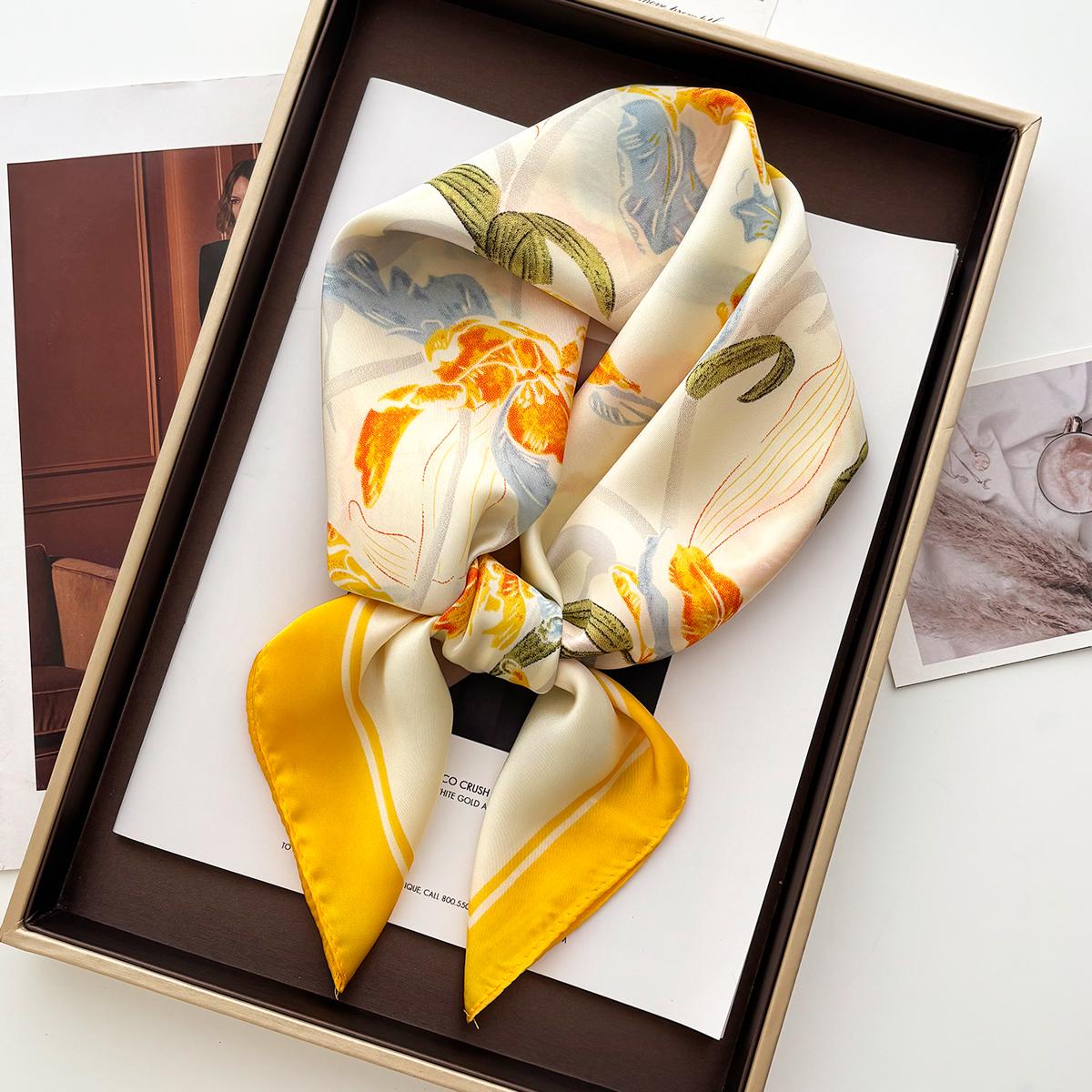 Luxury Silk Square Scarves For Women Soft Stain Neck Scarf Bag Ribbon Headband Shawl Neckerchief Bandanas Yellow Floral Warp
Luxury Silk Square Scarves For Women Soft Stain Neck Scarf Bag Ribbon Headband Shawl Neckerchief Bandanas Yellow Floral Warp