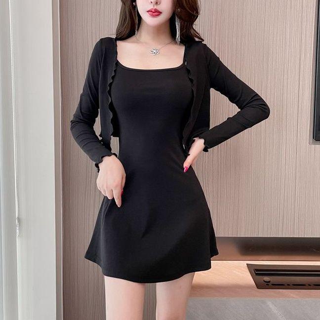 2026 Spring/Summer Elegant Two-Piece Cardigan & Slim Camisole Short Dress Set, European & American Style, Long Sleeve Small чёрный
2026 Spring/Summer Elegant Two-Piece Cardigan & Slim Camisole Short Dress Set, European & American Style, Long Sleeve Small чёрный
