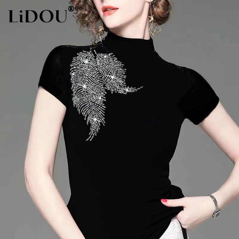 summer new fashion elegant turtleneck short Sleeve T-Shirts women cotton Rhinestone Slim Pullovers Korean style All-match tops L білий
summer new fashion elegant turtleneck short Sleeve T-Shirts women cotton Rhinestone Slim Pullovers Korean style All-match tops L білий