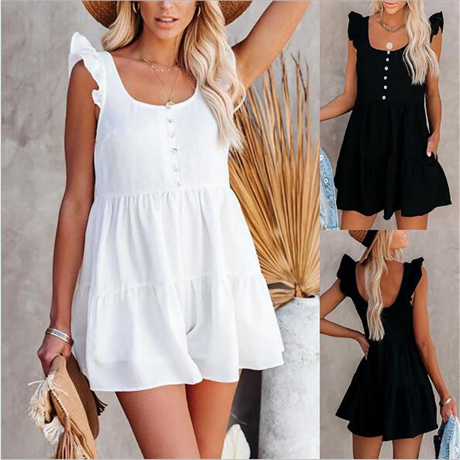 Women s Summer Fashion Solid Color Sexy Sleeveless Blackless Single-breasted Loose Waist Cotton Linen Jumpsuit-shorts
Women s Summer Fashion Solid Color Sexy Sleeveless Blackless Single-breasted Loose Waist Cotton Linen Jumpsuit-shorts