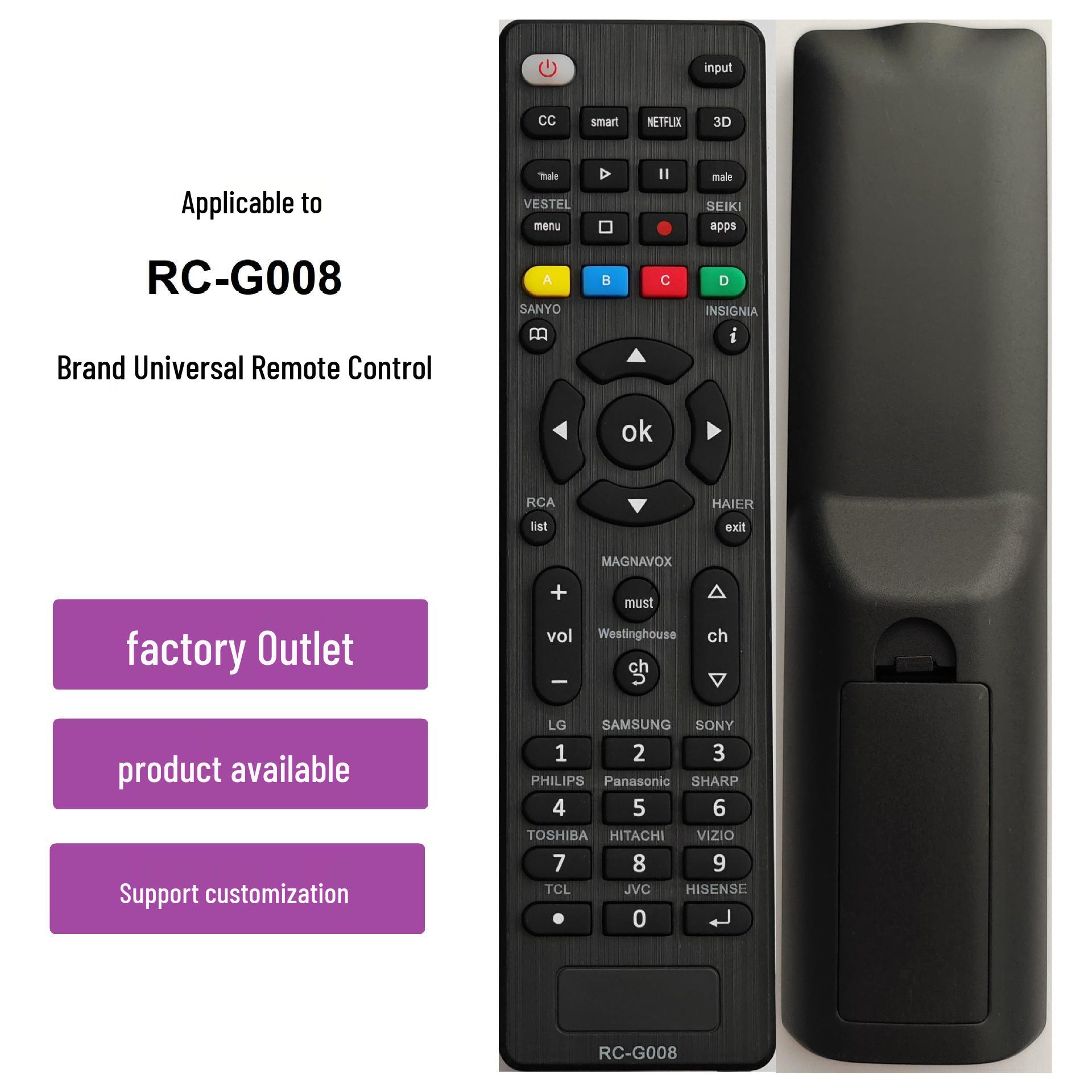 Universal Remote RC-G008 for SONY, SAMSUNG, LG Smart TVs ZONGLING
Universal Remote RC-G008 for SONY, SAMSUNG, LG Smart TVs ZONGLING