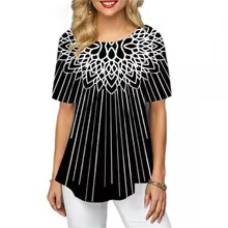 Summer Round Neck 3D Stripe Gradient Print Top Fashionable Casual Short Sleeved Women s T-shirts 6XL
Summer Round Neck 3D Stripe Gradient Print Top Fashionable Casual Short Sleeved Women s T-shirts 6XL