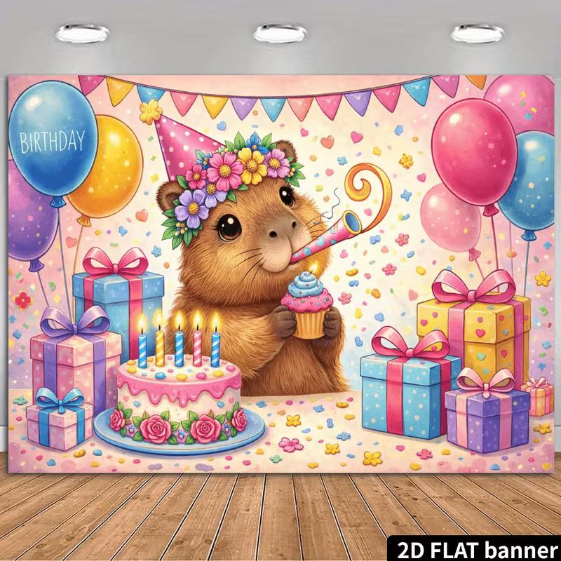 2D Kawaii Capybara Birthday Backdrop, Party Hat & Confetti Photo Booth Banner 47.2x31.5inch/120*80cm
2D Kawaii Capybara Birthday Backdrop, Party Hat & Confetti Photo Booth Banner 47.2x31.5inch/120*80cm