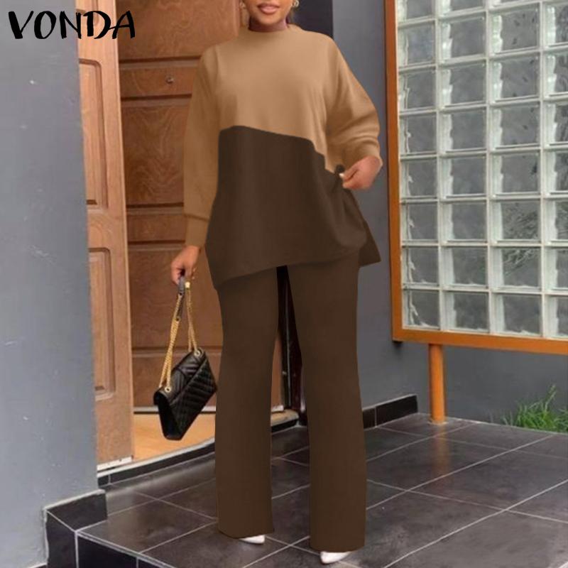 VONDA из двух частей женские лоскутные топы с длинными рукавами длинные брючные костюмы
VONDA из двух частей женские лоскутные топы с длинными рукавами длинные брючные костюмы