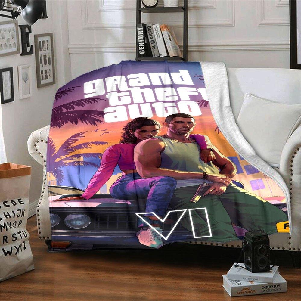 1 шт. М яка фланелева ковдра Grand Theft Auto з дизайнерським принтом. Затишна ковдра для будь-якої пори року, ідеальна для дивана, ліжка, офісу 80x120cm
1 шт. М яка фланелева ковдра Grand Theft Auto з дизайнерським принтом. Затишна ковдра для будь-якої пори року, ідеальна для дивана, ліжка, офісу 80x120cm