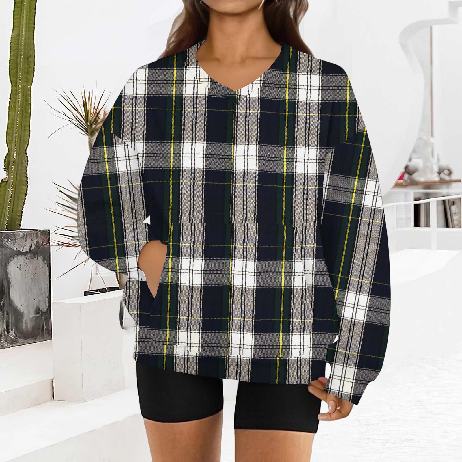 Женский модный свитшот с длинными рукавами и V-образным вырезом с клетчатым принтом XL
Женский модный свитшот с длинными рукавами и V-образным вырезом с клетчатым принтом XL