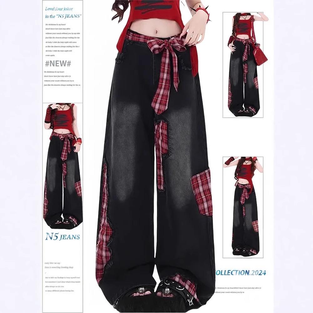 Women s 2025 Red Plaid High-Waist Wide-Leg Patchwork Jeans - Loose, Straight, American Draping, Floor-Length. Extra Large
Women s 2025 Red Plaid High-Waist Wide-Leg Patchwork Jeans - Loose, Straight, American Draping, Floor-Length. Extra Large