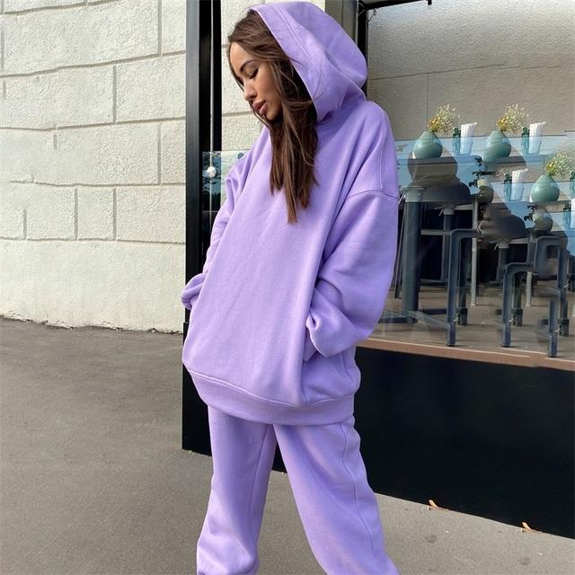 Однотонный свитер с капюшоном и брюками, комплект из двух предметов, женская мода, свободная повседневная спортивная одежда на осень и зиму, уличные спортивные комплекты S фиолетовый
Однотонный свитер с капюшоном и брюками, комплект из двух предметов, женская мода, свободная повседневная спортивная одежда на осень и зиму, уличные спортивные комплекты S фиолетовый