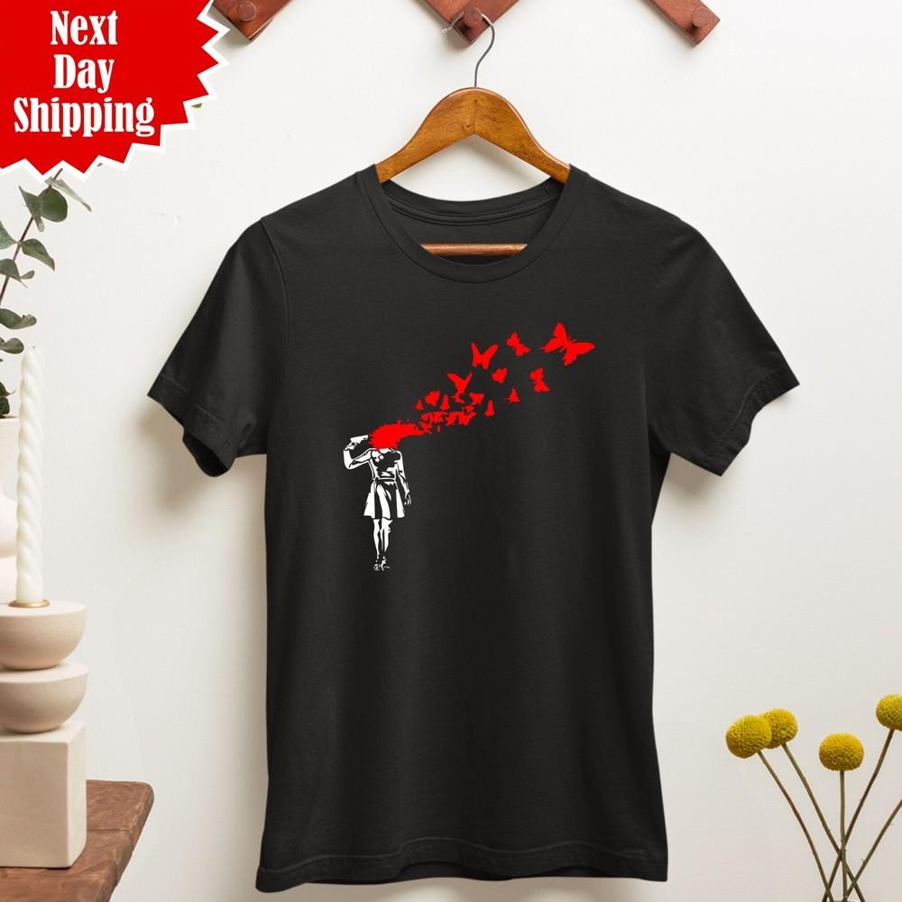 Banksy Butterfly Suicide T Shirt Printed Urban Art Butterflies Men Women Tee Top XL
Banksy Butterfly Suicide T Shirt Printed Urban Art Butterflies Men Women Tee Top XL