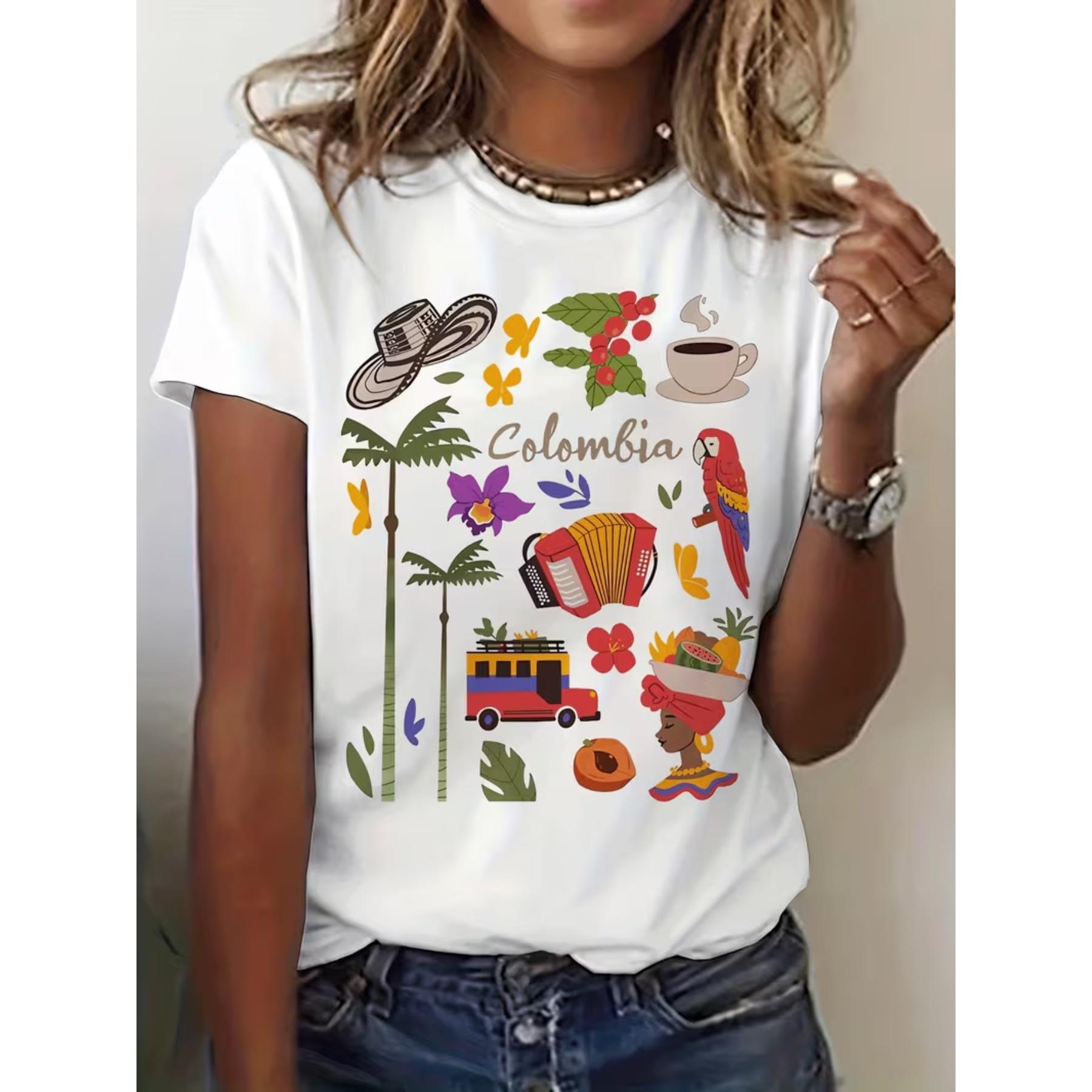 Classic Graphic Print T-Shirt Representing Colombian Culture, Featuring Short Sleeves and A Crew Neck, Perfect for Casual Wear in Spring and Summer XXL білий
Classic Graphic Print T-Shirt Representing Colombian Culture, Featuring Short Sleeves and A Crew Neck, Perfect for Casual Wear in Spring and Summer XXL білий