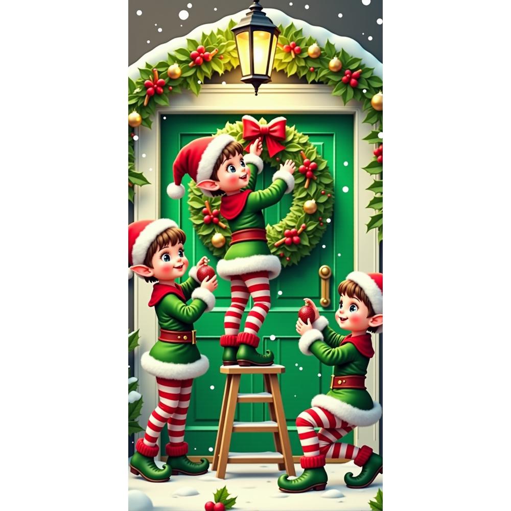 Elves Hanging Wreath Pattern Linings For Christmas Doors Christmas Decorations Door Cover Cloth Indoor Outdoor Home Garden Decor
Elves Hanging Wreath Pattern Linings For Christmas Doors Christmas Decorations Door Cover Cloth Indoor Outdoor Home Garden Decor
