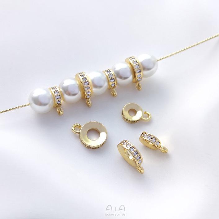 14K Gold-Filled Ribbon Pendant Ring with Zircon Spacer for DIY Jewelry 6mm zircon spacer with open jump ring, 1 piece
14K Gold-Filled Ribbon Pendant Ring with Zircon Spacer for DIY Jewelry 6mm zircon spacer with open jump ring, 1 piece