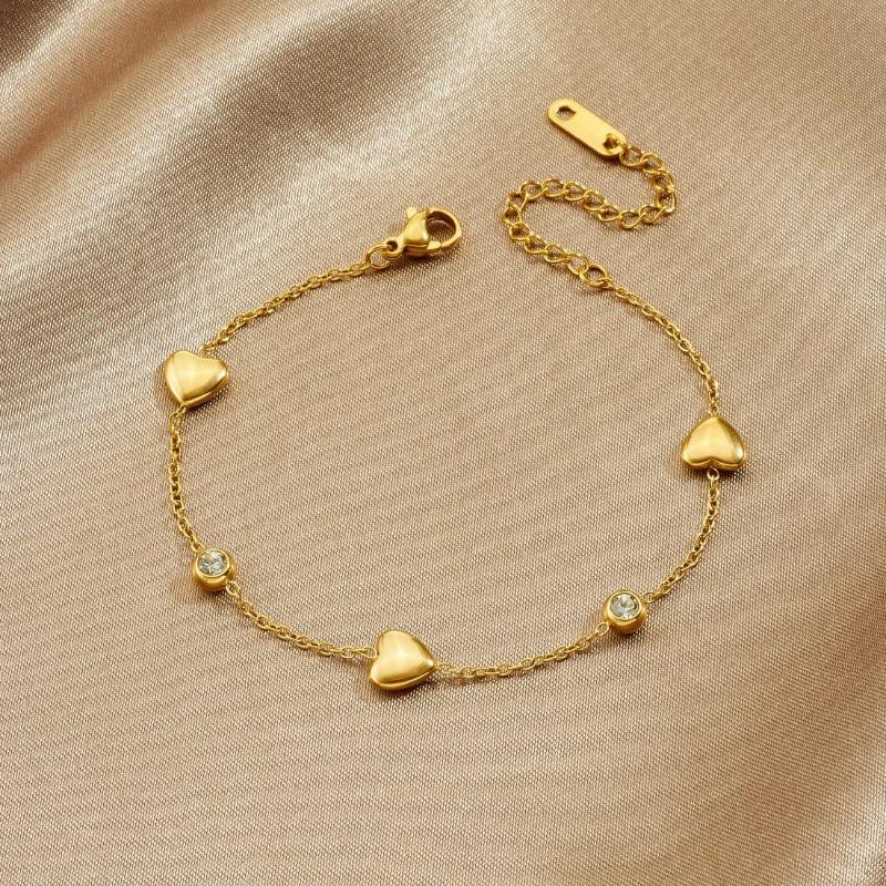 Gold Plated Stainless Steel Heart Charm with CZ Beaded Bracelet for Women золотий
Gold Plated Stainless Steel Heart Charm with CZ Beaded Bracelet for Women золотий