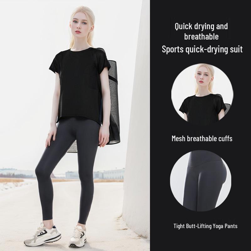 Women s Short Sleeve Yoga & Running Set: Breathable Sport Top with Yoga Pants, Summer Fitness Wear S
Women s Short Sleeve Yoga & Running Set: Breathable Sport Top with Yoga Pants, Summer Fitness Wear S