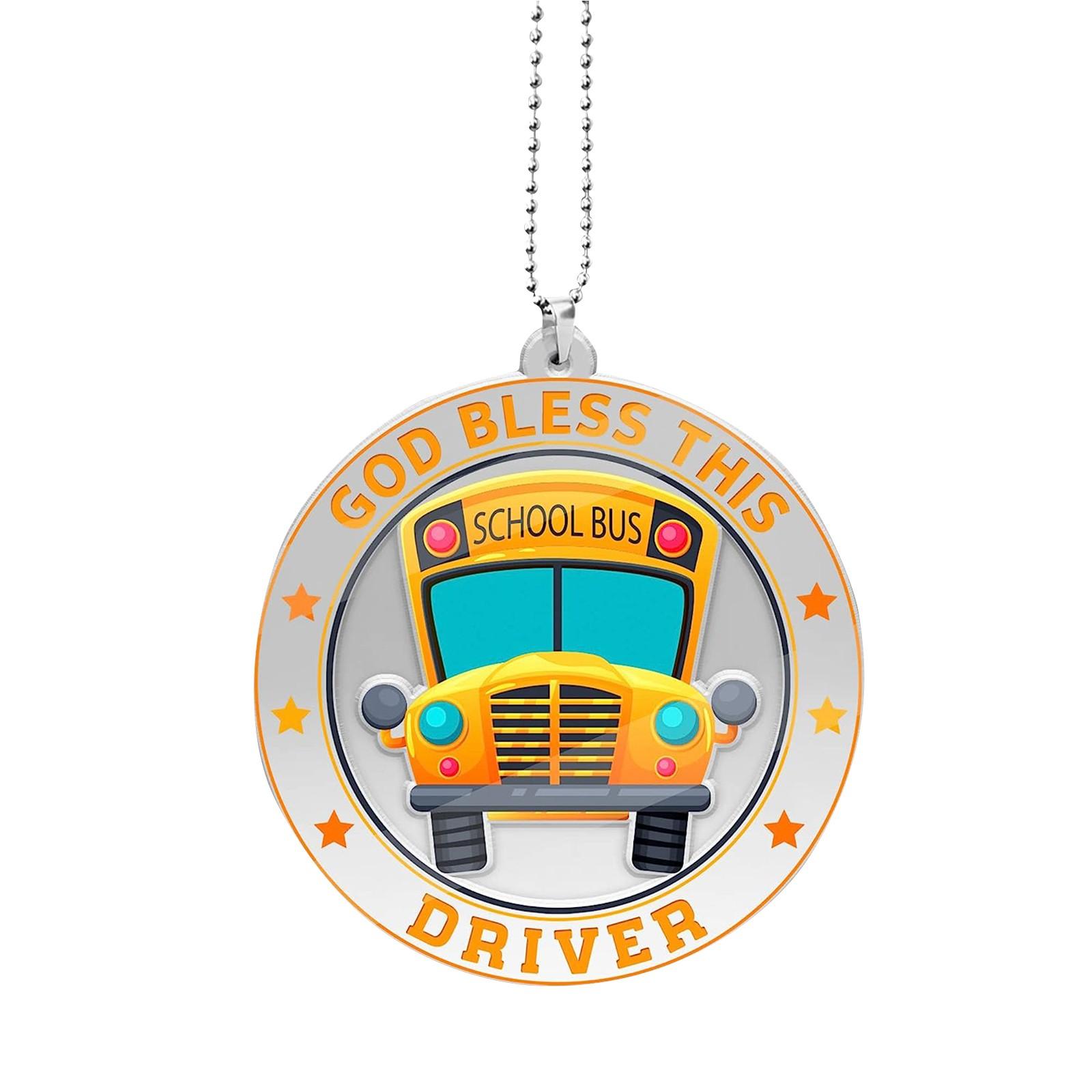 Школьный автобус, автомобиль, висящий водитель автобуса, прозрачное украшение, зеркало для прицепа, автомобиль, лучший водитель автобуса, висящий водитель автобуса, подарок в подарок One Size