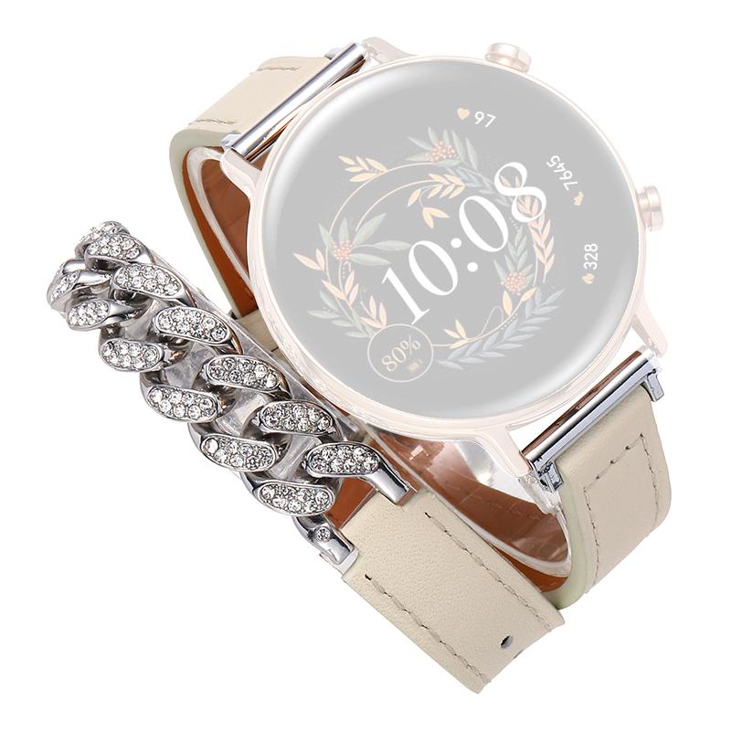 22mm Universal Smart Watch Band Bling Rhinestone Genuine Cow Leather+Chain Strap Replacement White
22mm Universal Smart Watch Band Bling Rhinestone Genuine Cow Leather+Chain Strap Replacement White
