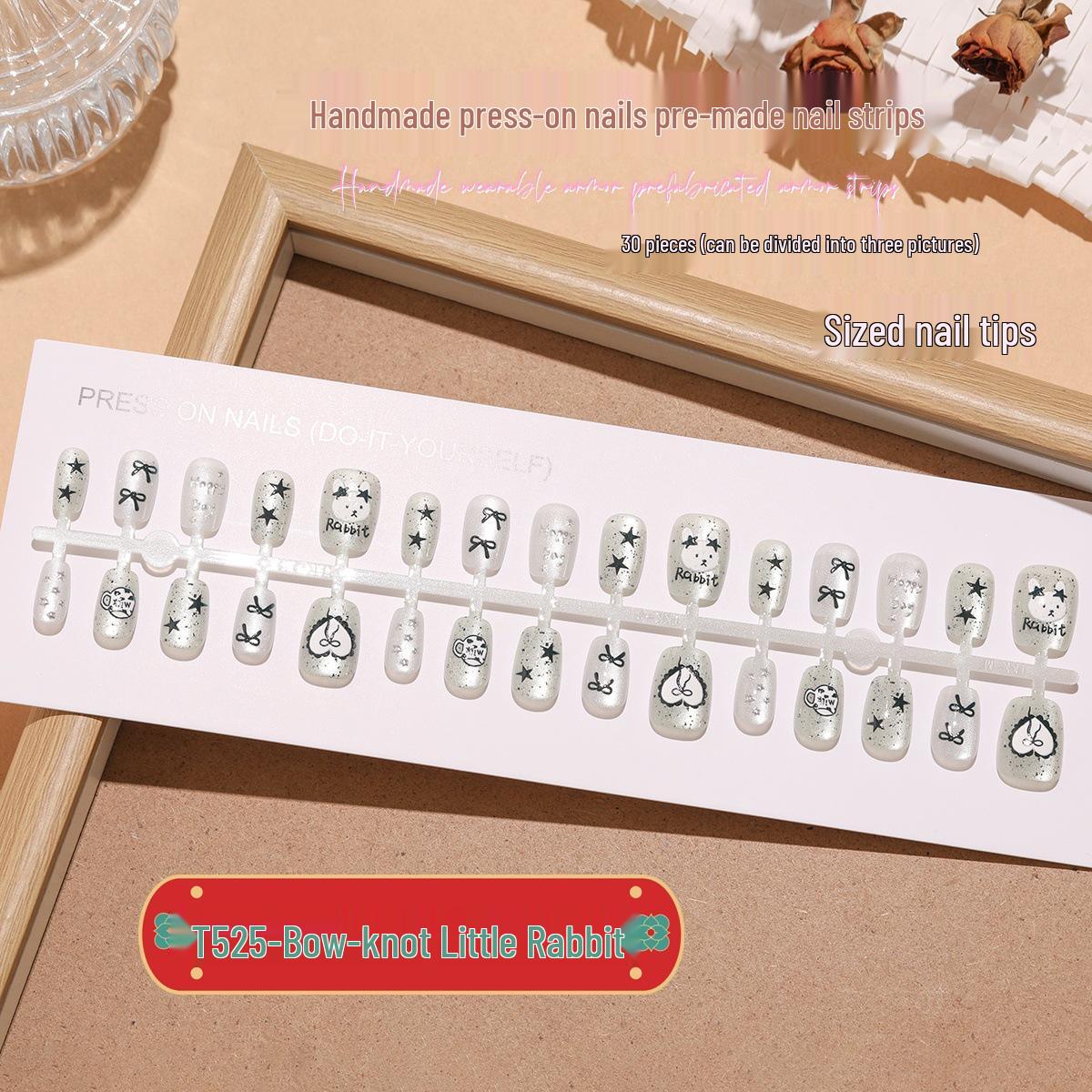 Bowknot Little Rabbit Super Short Ladder Manicure: Cat Eye Wearable Nails with Black Stars in Advanced Manicure Patches Whole Set M/M/M
Bowknot Little Rabbit Super Short Ladder Manicure: Cat Eye Wearable Nails with Black Stars in Advanced Manicure Patches Whole Set M/M/M