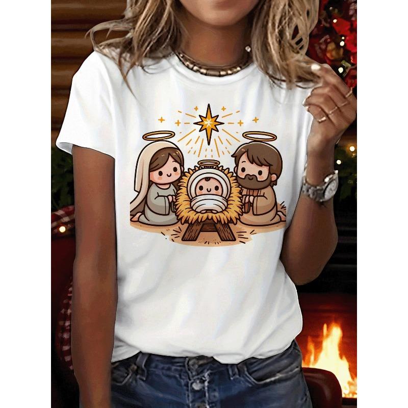A Graphic Print T-Shirt Featuring a Christmas Theme That Encourages Us to Worship, Designed As a Stylish Short-Sleeve Crew Neck Casual Top 4XL білий
A Graphic Print T-Shirt Featuring a Christmas Theme That Encourages Us to Worship, Designed As a Stylish Short-Sleeve Crew Neck Casual Top 4XL білий