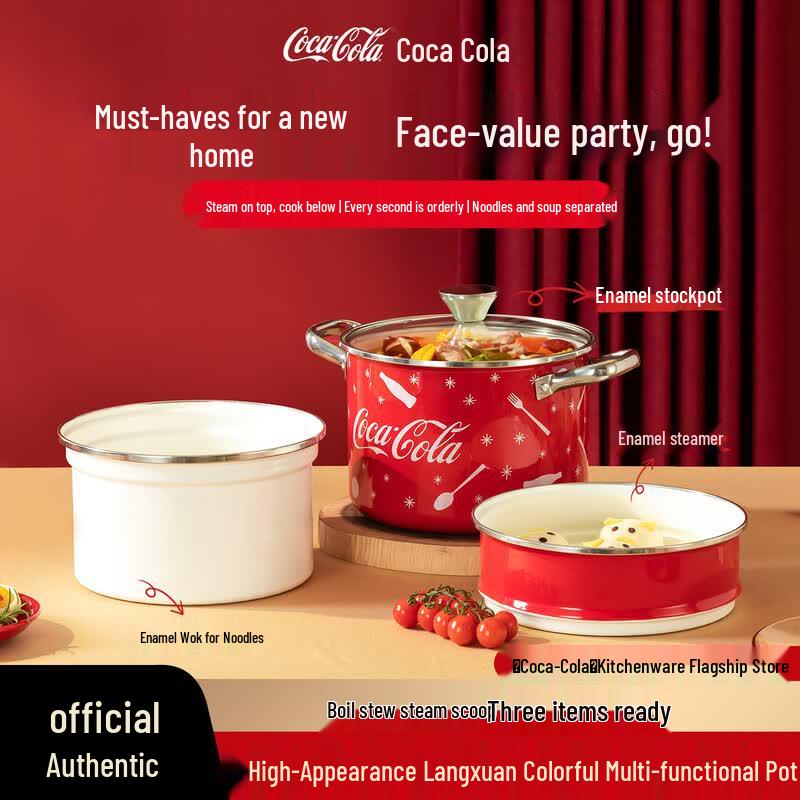 Coca-Cola 22cm Enamel Cast Iron Soup Steamer & Noodle Pot Set
Coca-Cola 22cm Enamel Cast Iron Soup Steamer & Noodle Pot Set
