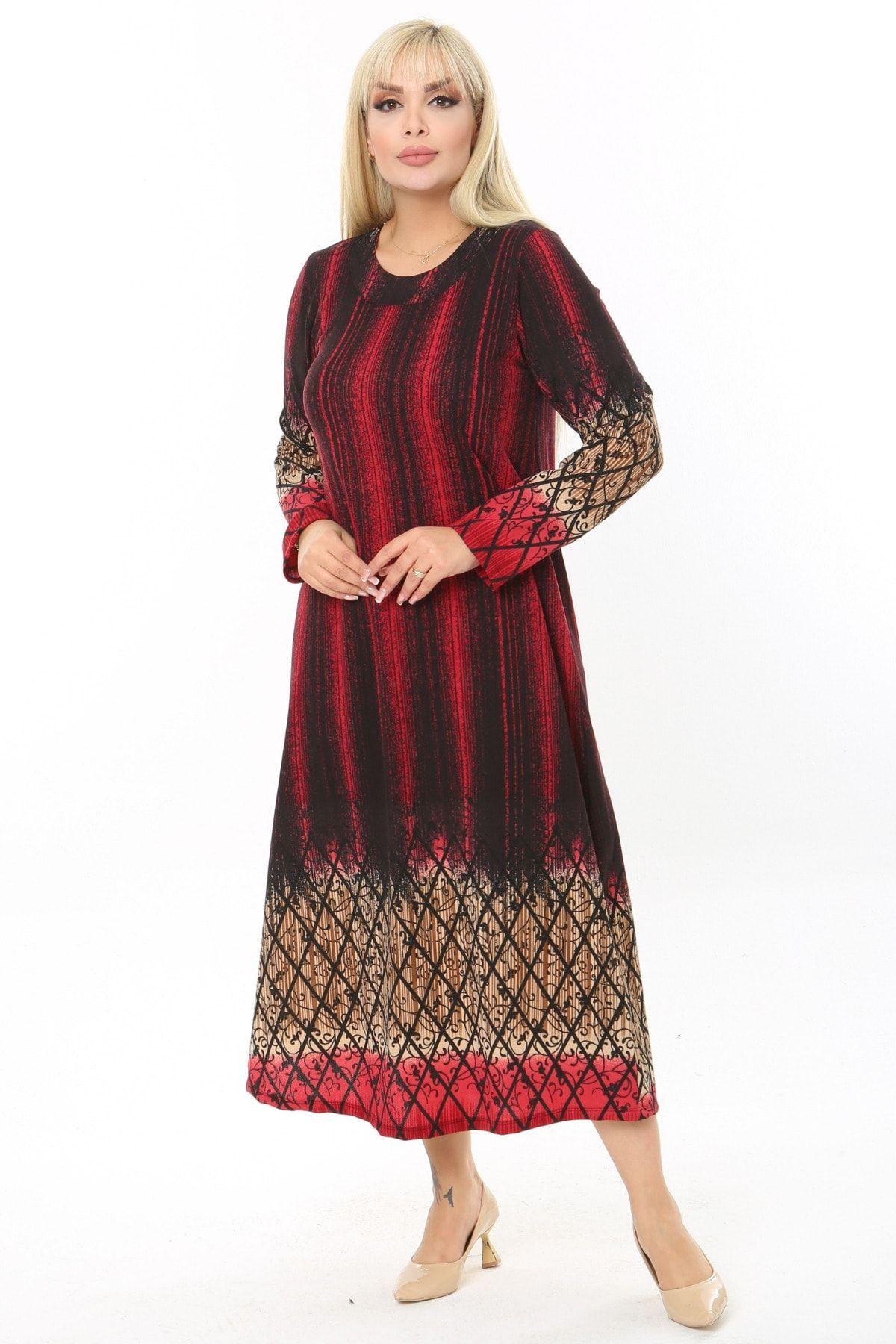 Women s Big Size Dress Crepe Long Sleeve Red Authentic Pattern Ribbed Long Dress
Women s Big Size Dress Crepe Long Sleeve Red Authentic Pattern Ribbed Long Dress