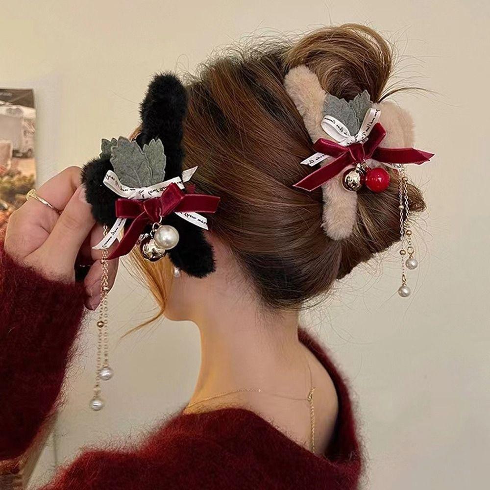 Winter Plush Hair Claws Hairgrip Bell Women Shark Clip Bow Korean Hair Clips Christmas Hair Claws красный/бежевый
Winter Plush Hair Claws Hairgrip Bell Women Shark Clip Bow Korean Hair Clips Christmas Hair Claws красный/бежевый