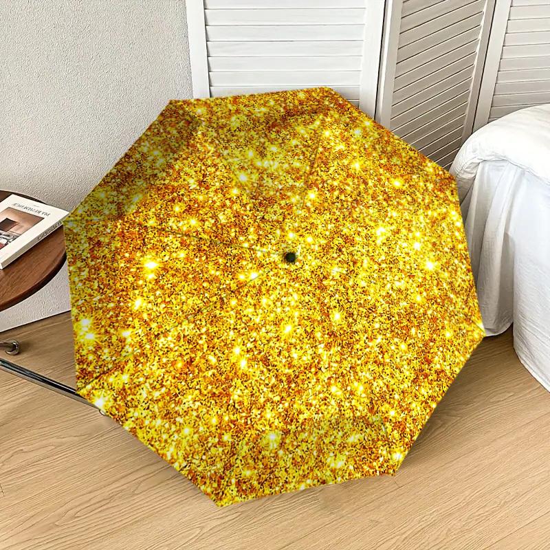 1pc Gold Glitter Automatic Folding Umbrella, Heavy Duty 8 Rib Iron Frame, Suitable for Travel, Daily Use, Birthday, Decor Gift m0104030
1pc Gold Glitter Automatic Folding Umbrella, Heavy Duty 8 Rib Iron Frame, Suitable for Travel, Daily Use, Birthday, Decor Gift m0104030